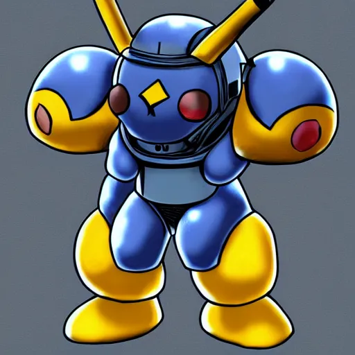 Image similar to pikachu in space marine power armor from warhammer 4 0 k, dynamic lighting, ambient lighting, deviantart