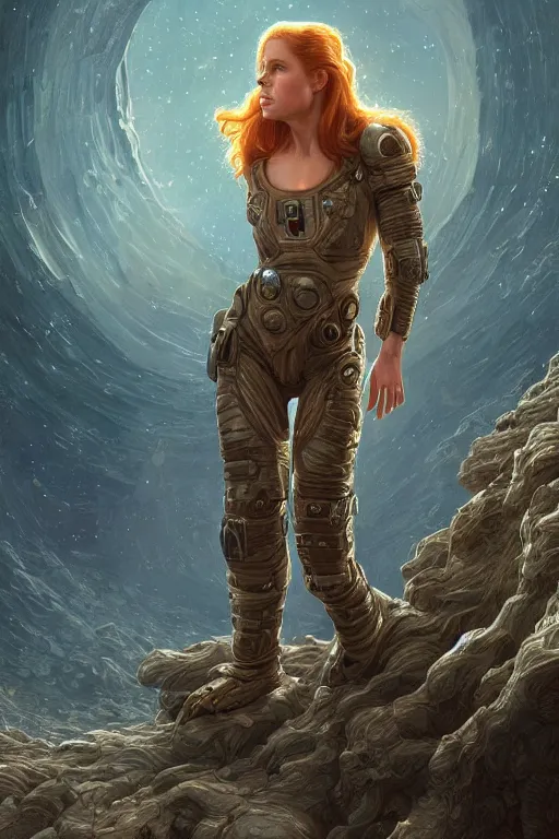 Image similar to alien planet, astronaut Amy Adams as a ruggedly handsome hero, intricate, elegant, highly detailed, centered, digital painting, artstation, concept art, smooth, sharp focus, illustration, art by artgerm and donato giancola and Joseph Christian Leyendecker, WLOP