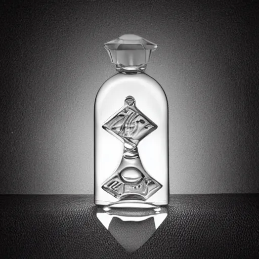 Image similar to perfume bottle in the shape of a horse, advertising photography