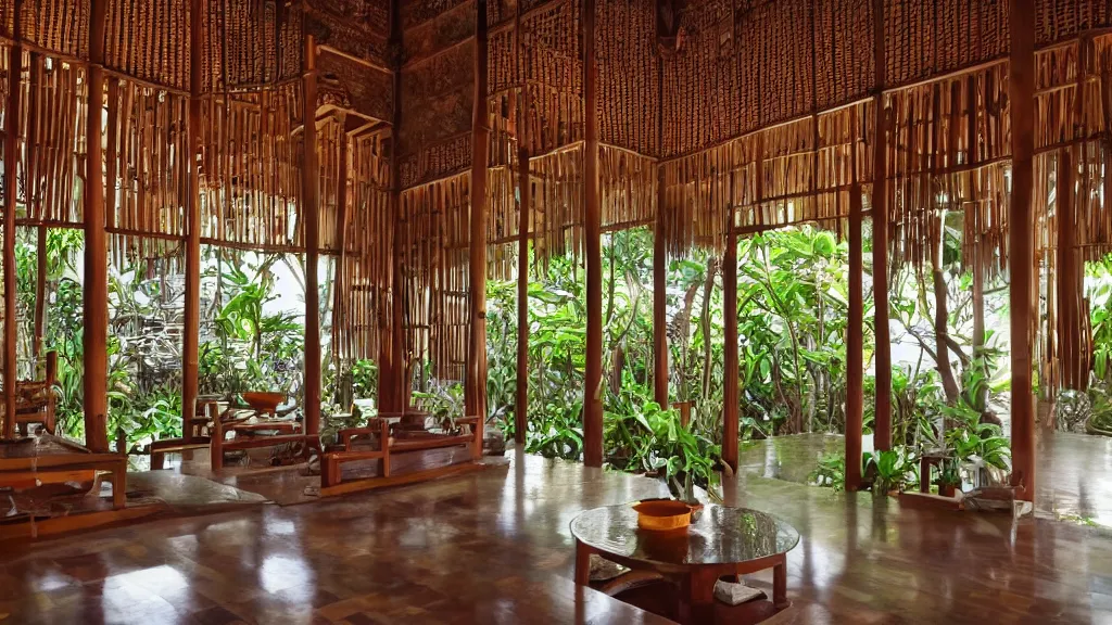 Image similar to bali interior indoor architecture, trending, famous, popular