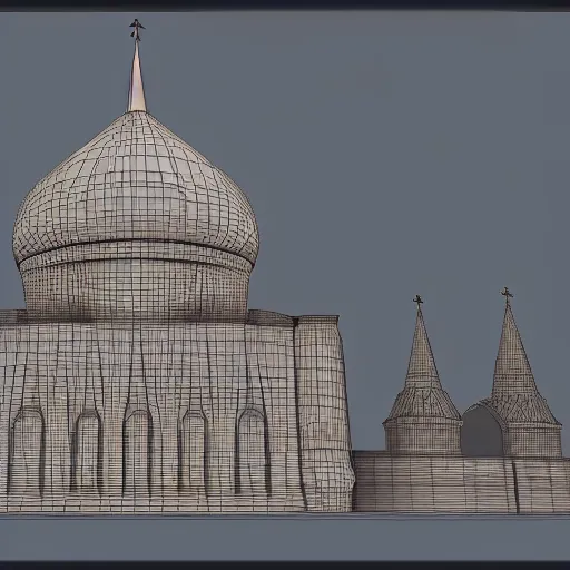 Prompt: bullet in the kremlin shape, dome form, digital art, 3 d high details render, unreal