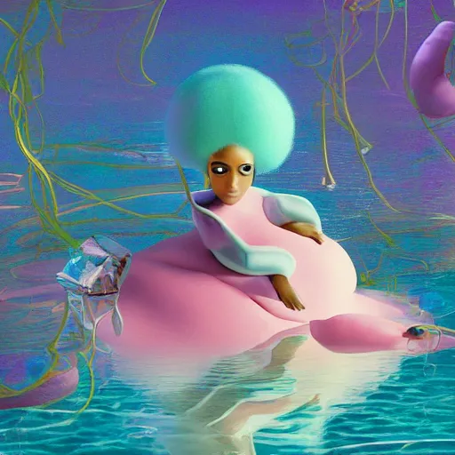 Prompt: Prince in pastel!!!!, **whimsical acrylic modern pop surrealism,** A seal sleeping peacefully in a kelp forest, **cinematic, hyper realistic, detailed, 8k, octane render**.