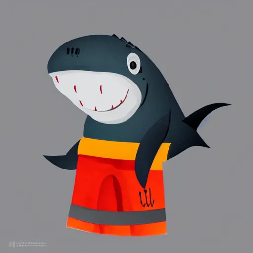 Image similar to Shark in a janitor outfit painting