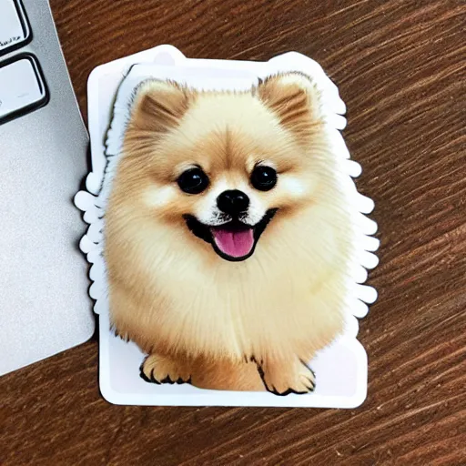 Prompt: cute pomeranian spitz sticker