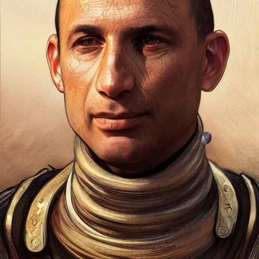 Image similar to israeli prime minister naftali bennett as dune character, portrait, intricate, elegant, highly detailed, digital painting, artstation, concept art, wallpaper, smooth, sharp focus, illustration, art by h. r. giger and artgerm and greg rutkowski and alphonse mucha