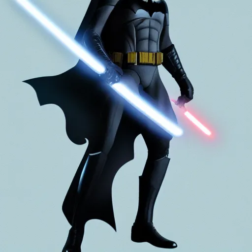 Image similar to Batman using a lightsaber, hyperdetailed, artstation, cgsociety, 8k