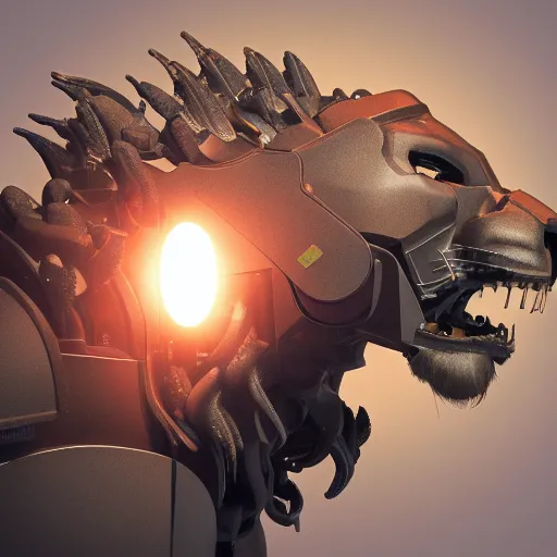 Image similar to Robot Lion, concept art, rim light, Studio light