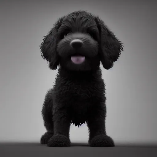 Image similar to a wholesome animation key shot of a black bernedoodle puppy, pixar and disney animation, sharp, rendered in unreal engine 5, anime key art by greg rutkowski, bloom, dramatic lighting