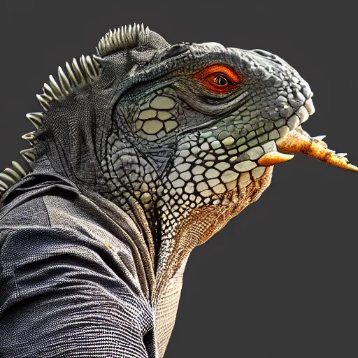 Prompt: profile of anelephant iguana!! hybrid, bold natural colors, masterpiece, trending on artstation, photograph