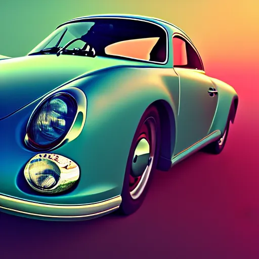 Image similar to 50s porsche, dynamic photograph, motion blur :: studio ghibli, beeple and James Gilleard and Justin Gerard :: ornate, dynamic, particulate, rich colors, intricate, elegant, highly detailed, centered, artstation, smooth, sharp focus, octane render, 3d