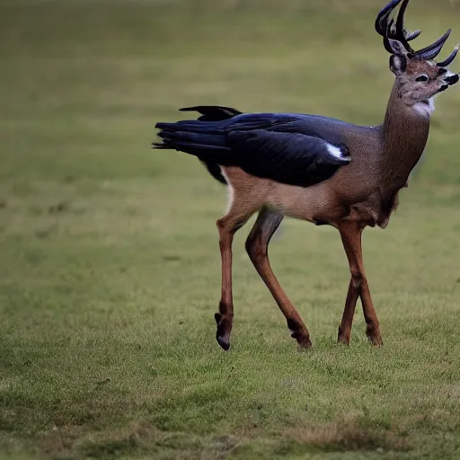 Image similar to crossbreed of a deer and a raven