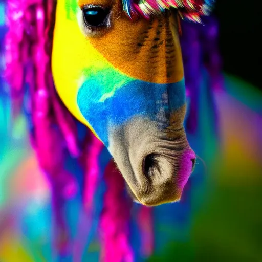 Image similar to photo of a hybrid between a bee and a rainbow unicorn