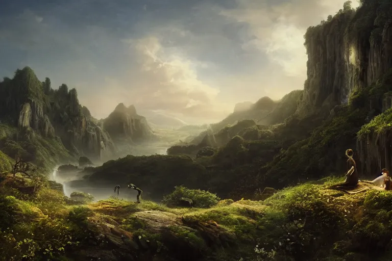 Prompt: a beautiful landscape photo of arcadia, cinematic atmospheric masterpiece, award winning, 4 k, hyperdetailed