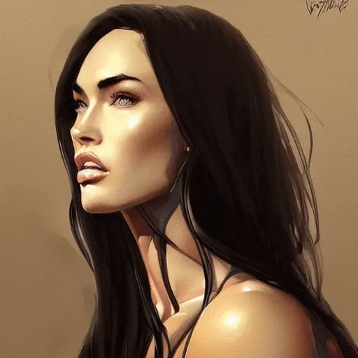 Image similar to “ portrait of megan fox by greg rutkowski, young, attractive, highly detailed portrait, scifi, digital painting, artstation, concept art, smooth, sharp foccus ilustration, artstation hq ”