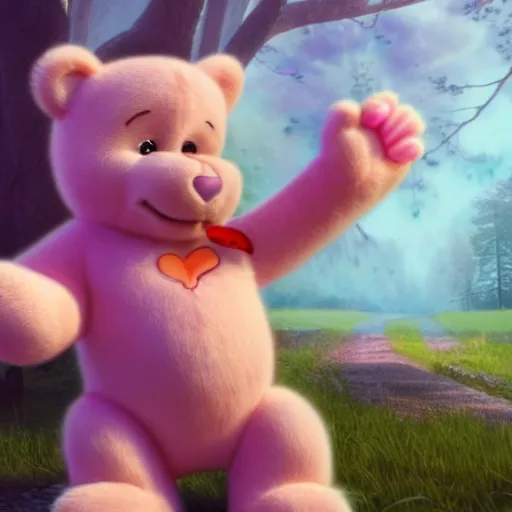 Prompt: hyperrealistic dslr film still of a care bear with heart on belly, stunning 8 k octane comprehensive 3 d render, inspired by istvan sandorfi & greg rutkowski & unreal engine, perfect symmetry, dim volumetric cinematic lighting, extremely hyper - detailed, extremely lifelike attributes & texture, intricate, masterpiece, artstation, stunning