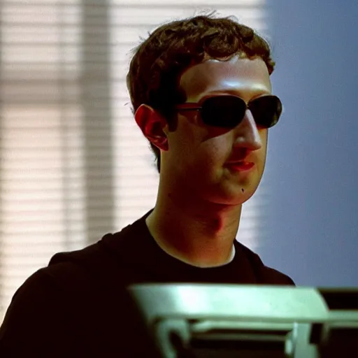 Image similar to a screenshot of mark zuckerberg as neo in the matrix