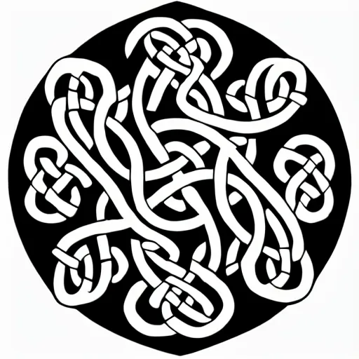 Prompt: a circular vector tattoo design. art nouveau, celtic knots, with a japanese influence, curvilinear, recursive.