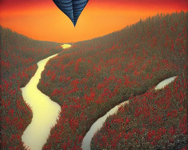 Image similar to a river runs through your heart, an ultrafine detailed painting by rafal olbinski, behance contest winner, pop surrealism, detailed painting, very detailed, minimalist, skeuomorphic, airbrush art