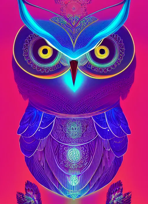 Image similar to symmetry!! product render poster vivid colors divine proportion owl, divine, glowing fog intricate, elegant, highly detailed, digital painting, artstation, concept art, smooth, sharp focus, illustration,