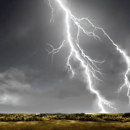 Prompt: roiling clouds with bolts of lightning, hyperrealistic, volumetric lighting, award winning