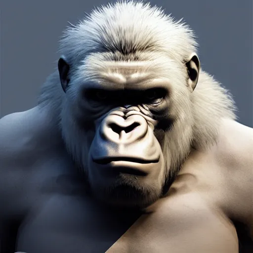 Image similar to angry tough albino gorilla. interesting 3 d character concept by square enix, game art, hyper detailed, character modeling, cinematic, final fantasy, video game character concept, ray tracing, fur details, maya, c 4 d