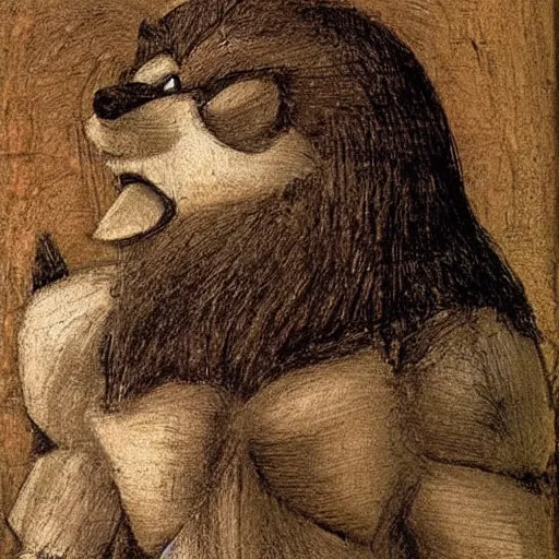 Image similar to sonic the hedgehog painted by leonardo da vinci