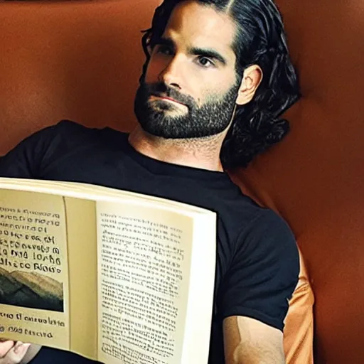 Prompt: seth rollins reading a book