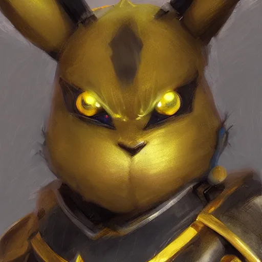 Image similar to pikachu!! as a realistic fantasy knight, closeup portrait art by donato giancola and greg rutkowski, realistic face, digital art, trending on artstation, symmetry!!