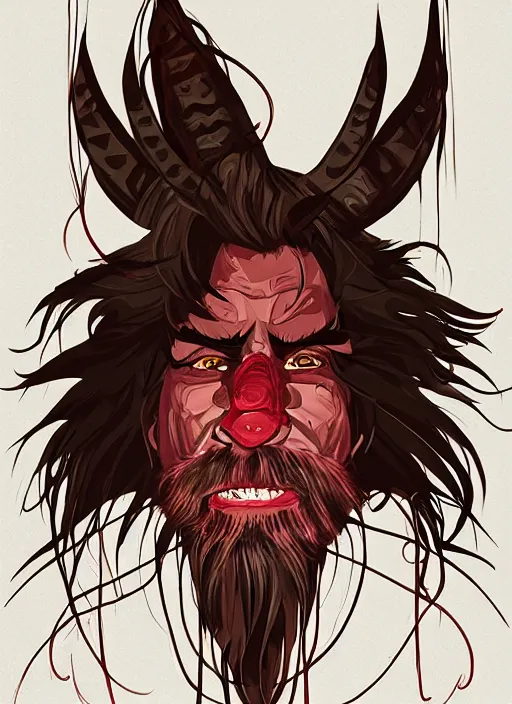 Prompt: krampus portrait by loish and liam brazier