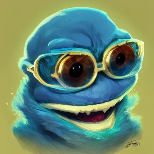 Image similar to super rich happy pepe, luxury, treasury, coins, money, hyper detalied, blue crystals, greg rutkowski, artstation