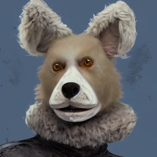 Image similar to Portrait furry ears snout collar neck paws Mummy Wraith wearing a silken leotard ASPCA National Geographic Wikipedia Demiurge pet adoption quill splatterpaint rorschach 4k artstation unreal engine render robert rauschenberg giorgio de chirico greg rutkowski