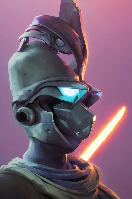 Image similar to epic mask helmet robot ninja portrait stylized as fornite style game design fanart by concept artist gervasio canda, behance hd by jesper ejsing, by rhads, makoto shinkai and lois van baarle, ilya kuvshinov, rossdraws global illumination radiating a glowing aura global illumination ray tracing hdr render in unreal engine 5