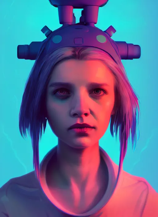 Image similar to a portrait of a pretty sewer punk young lady by beeple