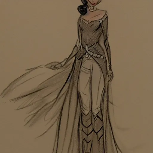 Image similar to milt kahl sketch of victoria justice as princess padme in star wars episode 3