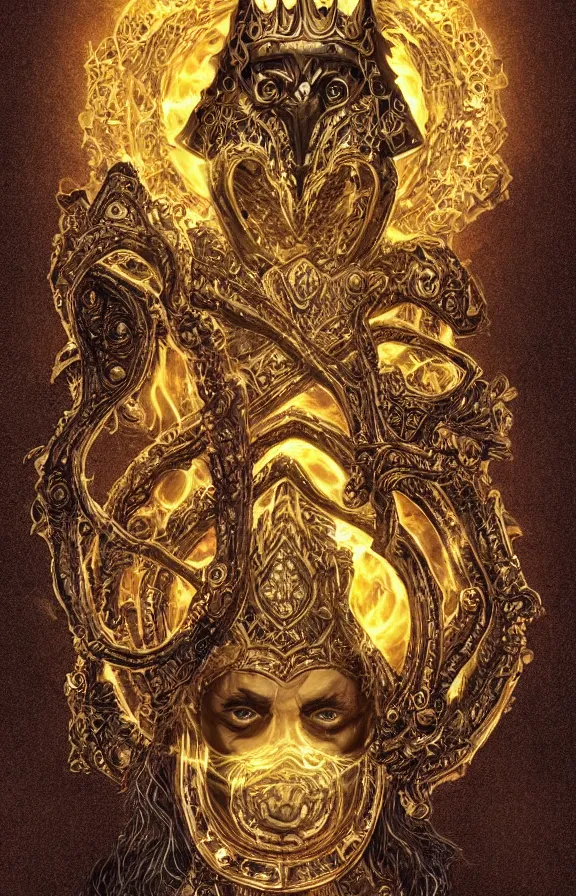 Prompt: an portrait of the king hastur, omnious mantle, dark crown, intricate details, detailed clothes, artstation, epic pose, epic light