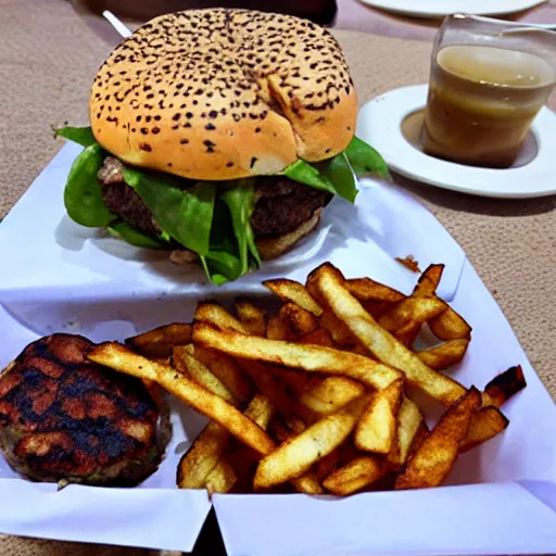 Image similar to python burger and tarantula fries