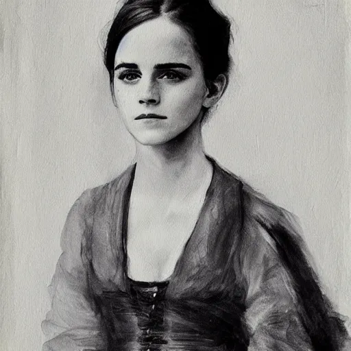 Image similar to emma watson, painting by walt whitman