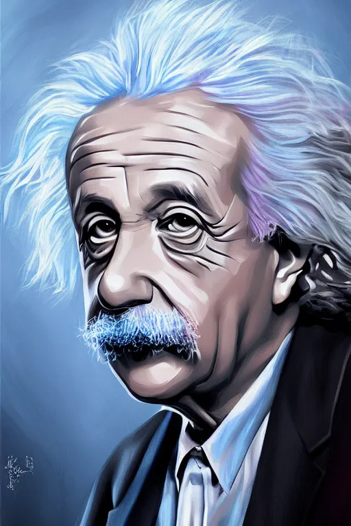 Image similar to color portrait of albert einstein in the style of charlie bowater