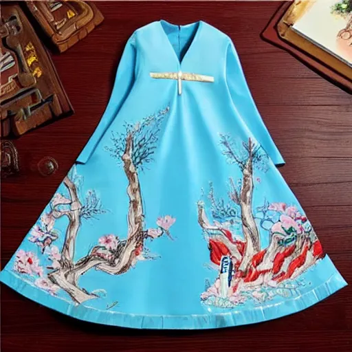 Image similar to a beautiful dress, chinese style, ghibli style - n