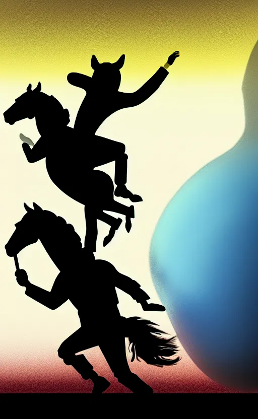 Image similar to man with a horse mask is dancing on crawling astronaut, concept art, fantasia photo