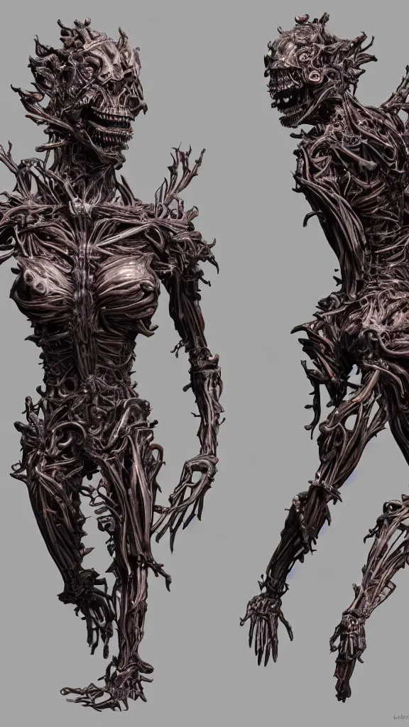 Image similar to highly detailed full body picture of a biomechanical statue, grotesque, bizarr, fleshy, character art, studio lightning, dark colors, intricate, masterpiece, photorealistic, hiperrealistic, sharp focus, high contrast, Artstation HQ, DeviantArt trending, 4k UHD, Unreal Engine 5