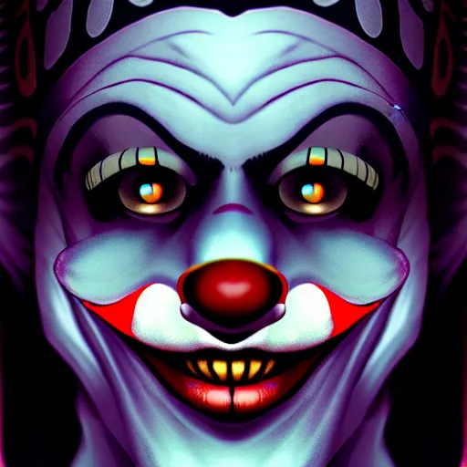 Image similar to dark and black clown jester , highly detailed , digital art, devian art , artstation , trending on artstation , HD , 4k