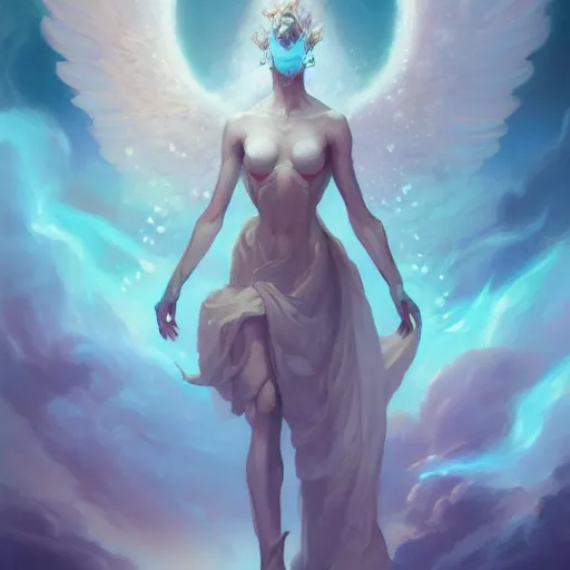 Image similar to a beautiful angel of dreams by pete mohrbacher and artgerm and wlop, digital art, highly detailed, intricate, fantasy, mystical, ethereal, Trending on Artstation HQ, deviantart, unreal engine, 4K UHD image