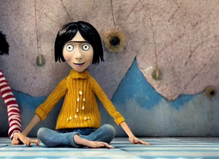 Image similar to a very high resolution image from a new movie. stop motion. coraline. directed by wes anderson