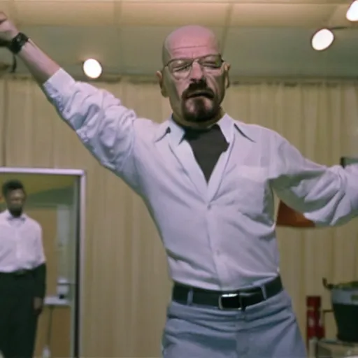 Prompt: A still of Walter White dancing on Soul Train