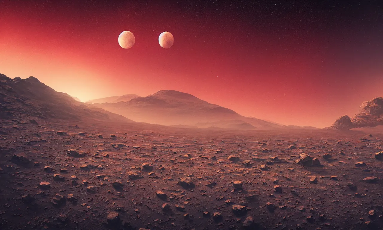 Image similar to mars and moon ground by alena aenami artworks in 4 k