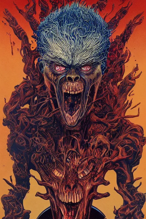 Prompt: donald trump's disgusting true form, horror, high details, intricate details, by vincent di fate, artgerm julie bell beeple, 9 0 s, inking, vintage 6 0 s print, screen print