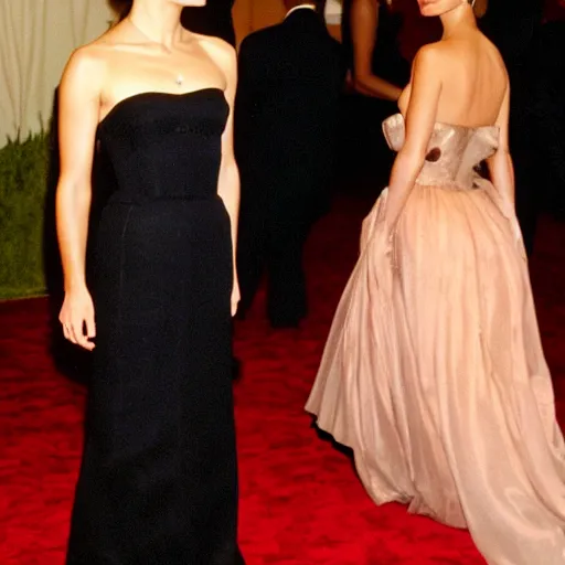 Image similar to enchanting Natalie Portman at the met Gala beautiful gown dress, 1999, cinematic quality, high octane