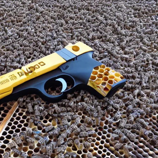 Prompt: gun made of bees