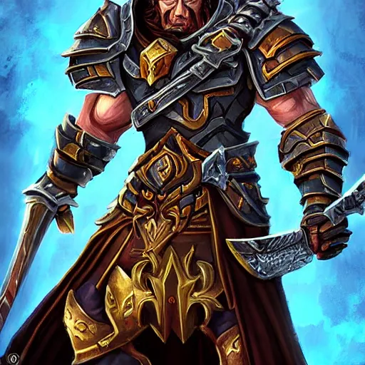 Prompt: Ares with heavy armor and sword, dark sword in Ares's hand, hearthstone art style, epic fantasy style art, fantasy epic digital art, epic fantasy card game art